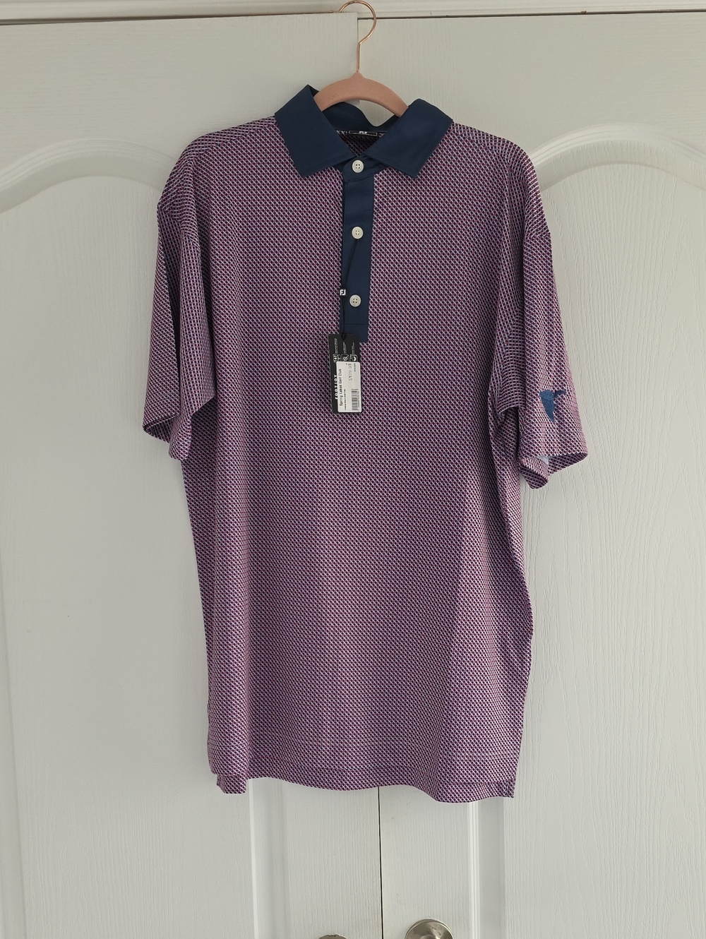 FootJoy Purple Polo Golf Shirt with Navy Trim